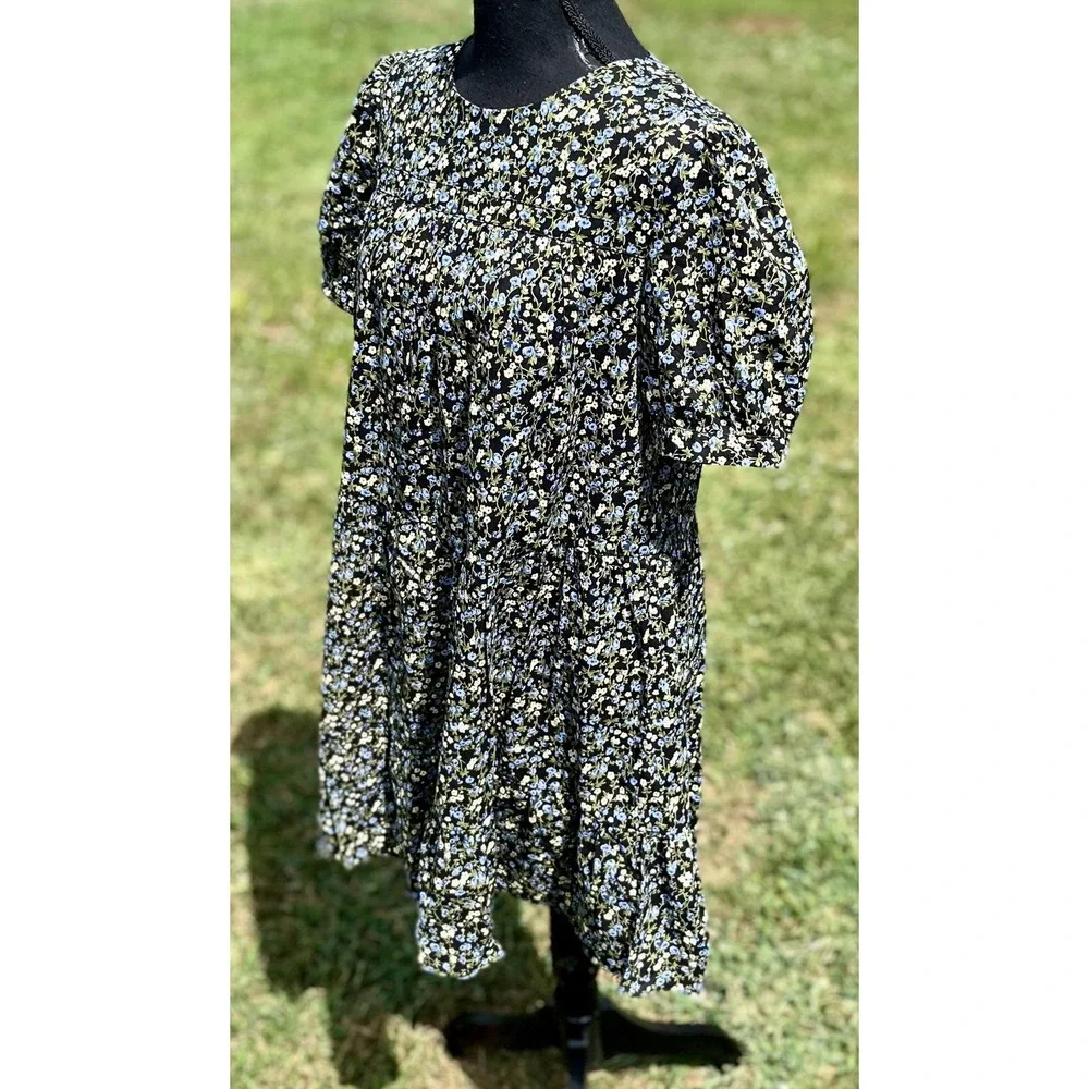 Hyacinth House Tuckernuck‎ Floral Puff Sleeve Mini Dress XS Cottagecore